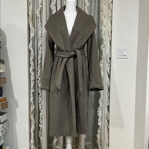 Elegant Taupe Belted Coat